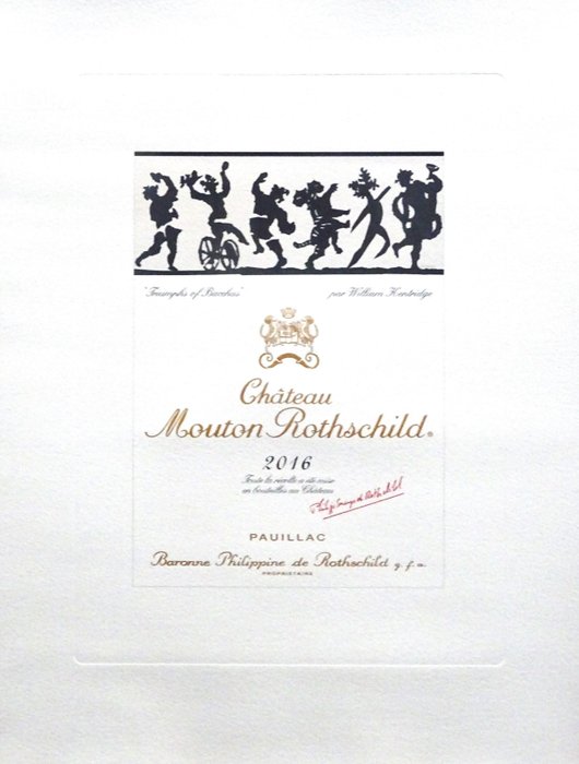 William Kentridge - "Triumphs of Bacchus" - 2016 Mouton Rothschild label