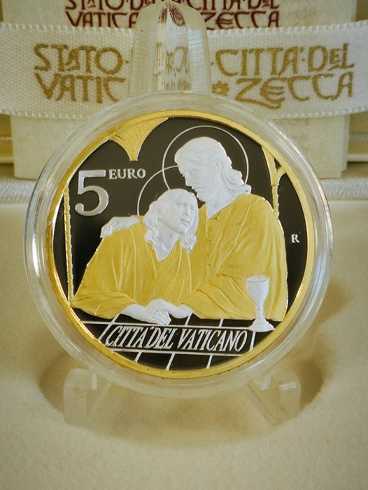 Vatikán. 5 Euro 2023 "San Giovanni" Proof colorata con oro