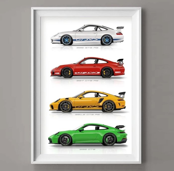 Print - Porsche - 911 GT3 RS Dekoratives Objekt Print 992 991 997 996 Poster - 2022