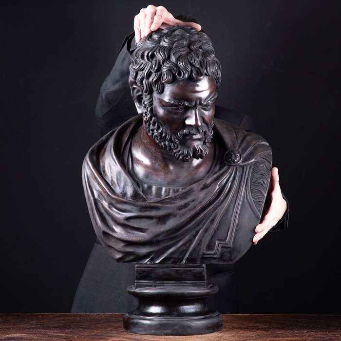 古羅馬的複製品 青銅色 精美而巨大的卡拉卡拉皇帝半身像 - 724 mm