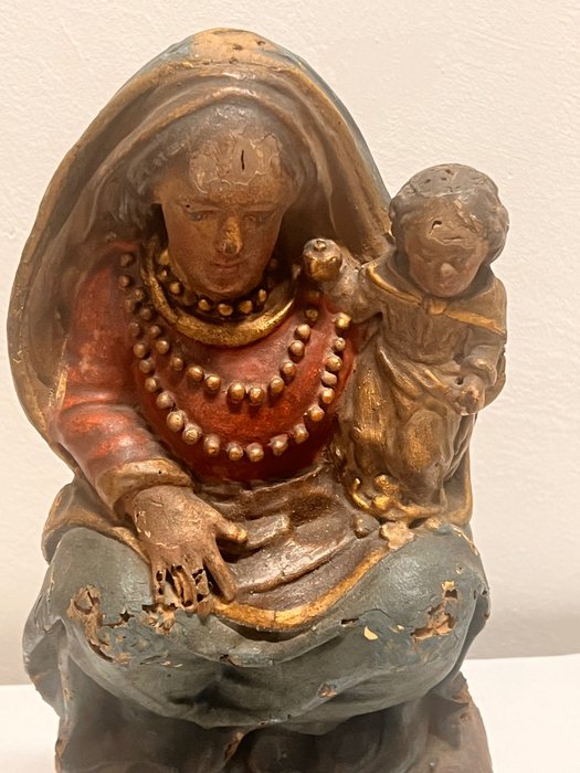 Sculpture, Madonna con Bambino - 39 cm - Bois