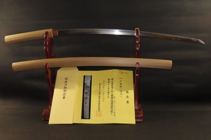 Katana - Tamahagane - Katana w/NBTHK Hozon Judgement paper , White Sheath : Uda : A3-508 - Japan - Muromachi-perioden (1333 – 1573)