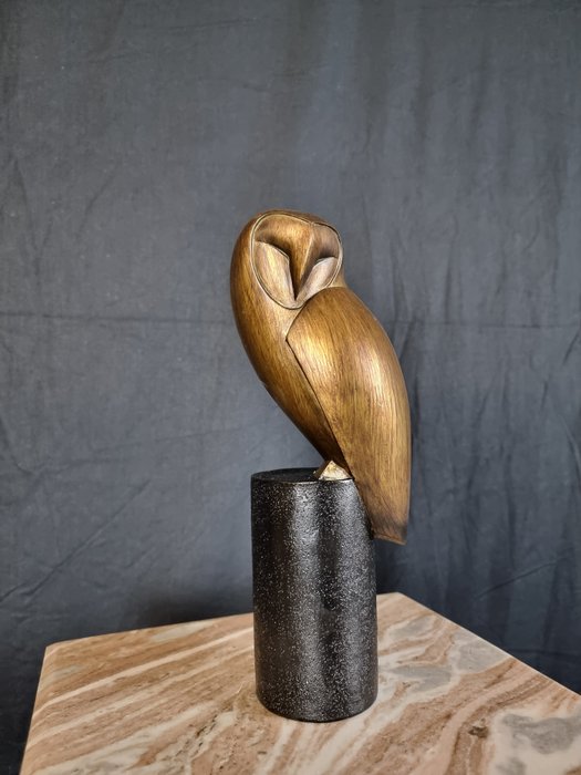 Posąg, Modern Owl Sculpture - 25.5 cm - żywica