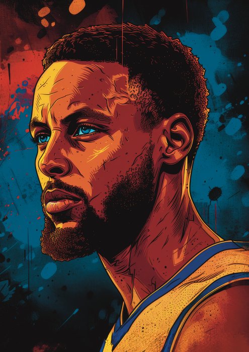 金州勇士 - NBA - Stephen Curry - The Golden Warrior Of Bay Area  Graffiti Limited Edition 4/5 w/COA - 2023 Artwork 