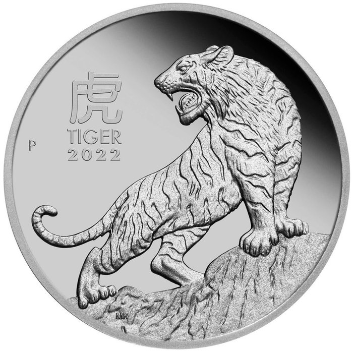 Austrália. 100 Dollars 2022 Lunar Tiger, 1 Oz (.999)