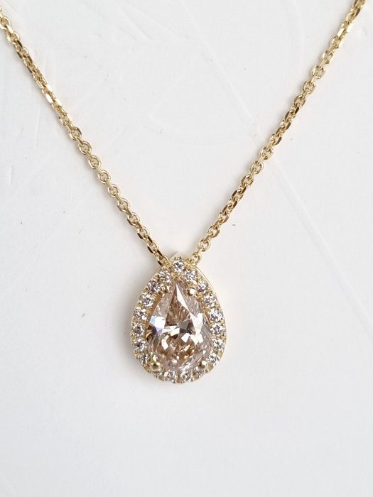 Halskette mit Anhänger - 14 kt Gelbgold -  1.25 tw. Diamant  (Natürlich) 