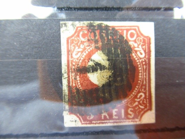 Portugalia 1855/1856 - sygnowany: Łydki, 5R czerwono-brązowy - Yvert n°5