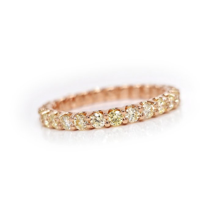 Sin Precio de Reserva - 1.60 ct N.Fancy Yellow Diamond Designer eternity Ring - 2.21 gr Anillo - Oro rosa -  1.60ct. Diamante 