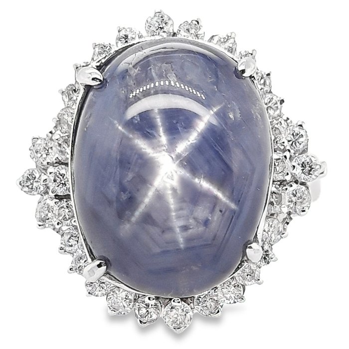 Ring Platin Sternsaphir - Diamant 