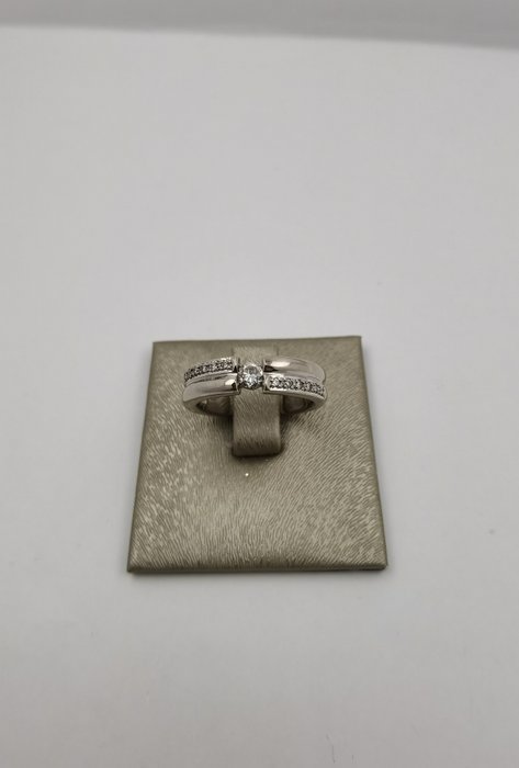 戒指 - 18K包金 白金 钻石  (天然) - 钻石 