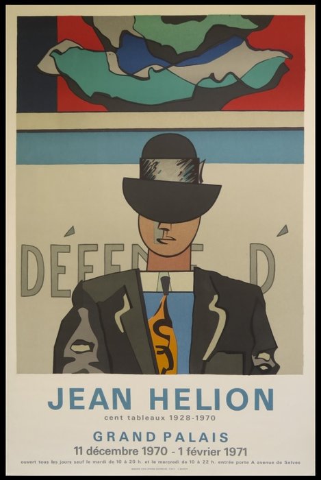 Jean Hélion - Affiche originale d'exposition - Grand Palais - Paris - 1970 - Mourlot