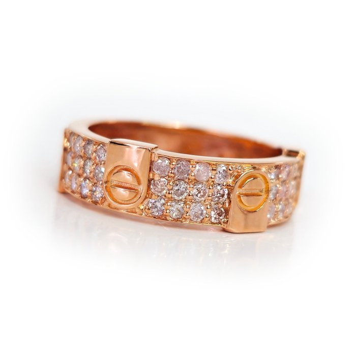 沒有保留價 - 0.54 ct N.Fancy Pink Diamond Designer Ring - 4.19 gr - 戒指 - 14 克拉 玫瑰金 鉆石  (天然) 