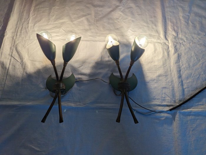 Fali lámpatest (2) - Alumínium, Sárgaréz, stilnovo