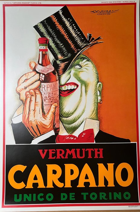 Mauzan - poster pubblicitario- Vermouth Carpano-Mauzan - Lata 70.
