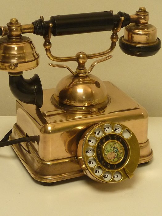 Model J0-4 - Téléphone analogique - Téléphone de bureau rétro modèle années 30 - fer/cuivre/laiton