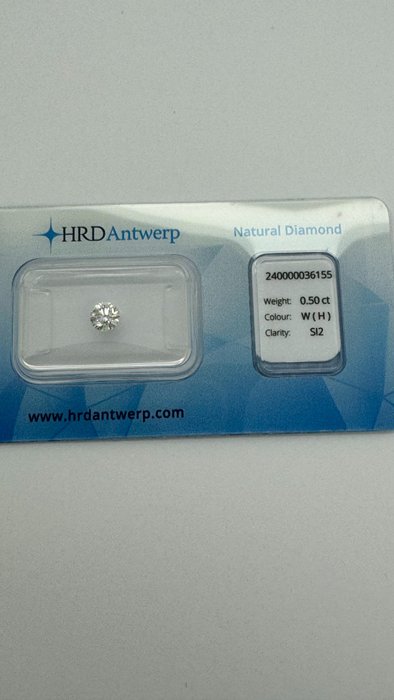 1 pcs 鑽石 - 0.50 ct - 明亮型 - H(次於白色的有色鑽石) - SI2