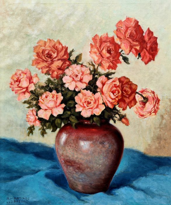 Antonio Martinez Llobregad (1900-1976) - Florero de rosas