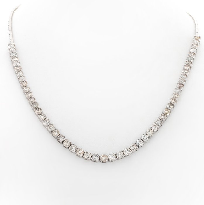 Ohne Mindestpreis - Halskette - 14 kt Weißgold -  12.00 tw. Diamant  (Natürlich) 