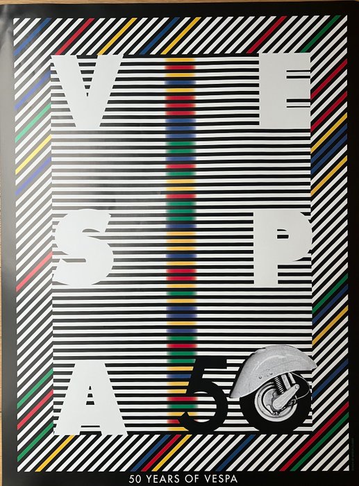 Milton Glaser - poster pubblicitario- 50 years of vespa- Milton Glaser - Lata 90.