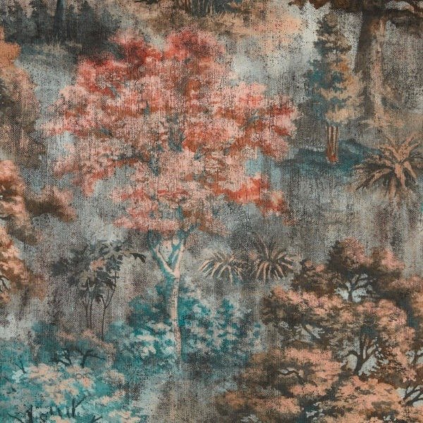 Nagy darab növényzet nyomott szövet fali dekorációhoz vagy ruházathoz - Textil  - 300 cm - 280 cm