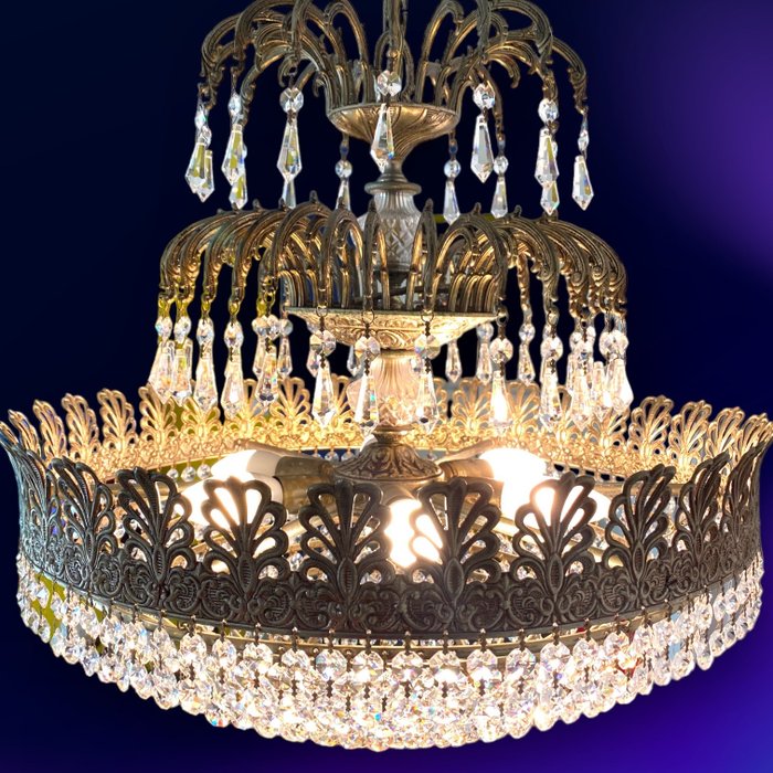 Fantástica Lámpara Araña - Estilo Imperio - Taklampe - Bronse, Swarovski-krystaller - 08 lyspærer