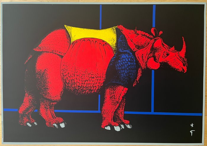René Gruau - Poster decorativo- Il rinoceronte- serigrafia originale Rene Gruau - 1990-luku