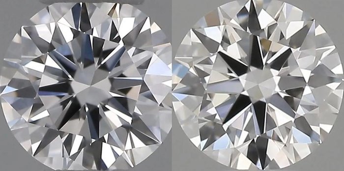 2 pcs 钻石 - 0.60 ct - 明亮型 - D (无色) - VVS2 极轻微内含二级, *3EX* *Matching Pair*