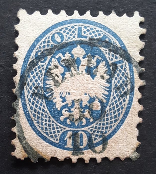 Levante (oficina de correos austriaca)  - Emisión de 10 sueldos V utilizada en Levante, cancelo Berlad (Pt. R1)