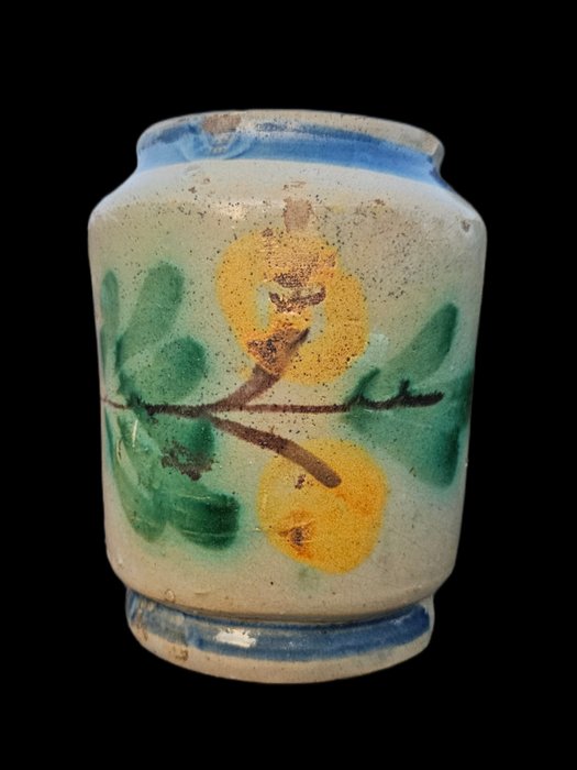 Italien Albarello-vas i keramik/majolik från Caltagirone - 14 cm