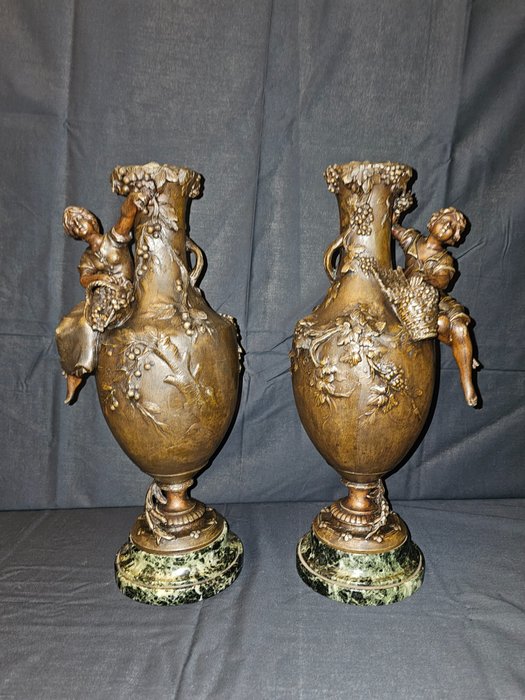 Vase (2)  - Marble, Spelter, Zamac