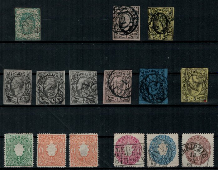 Saksen 1851/1862 - Gratis postzegels nationaal wapen