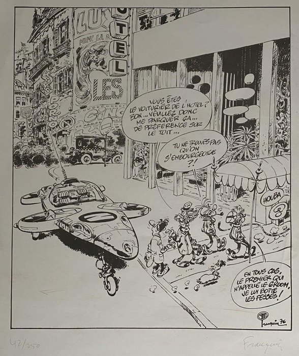 Franquin, André - 1 Silkscreen - Spirou et Fantasio - La Zorglumobile - 1977