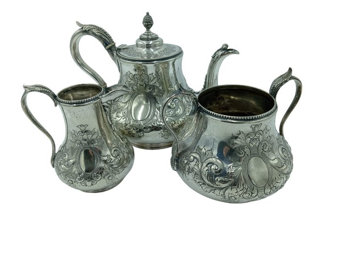 Tea service (3) - silver plated metal