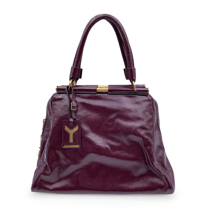 Yves Saint Laurent - Purple Patent Majorelle Bag Handbag Satchel - Käsilaukku