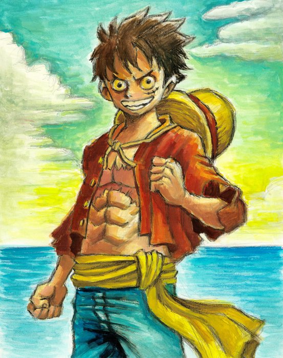 Joan Vizcarra - One Piece - Monkey D. Luffy - Original Painting - Original Artwork - 45 x 32 cm