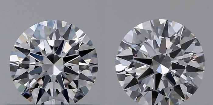 2 pcs Gyémánt - 0.60 ct - Briliáns - D (színtelen) - IF (hibátlan), *3EX* *Matching Pair*
