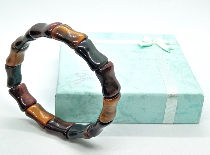 Beautiful Natural Multicolored Tiger Eye Bracelet in Gift Box - Bracelet