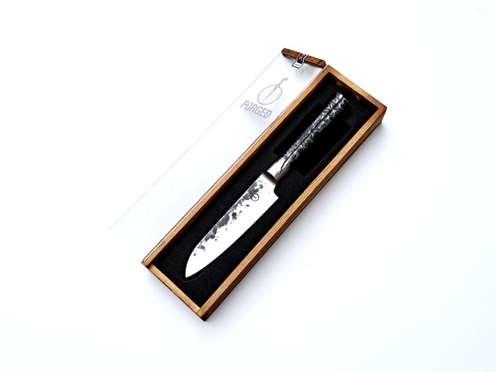 Santoku Knife - 440C Japanese Stainless Steel - Forged and Hammered I - Kjøkkenkniv - Stål (rustfritt stål), 440C stål - Japan