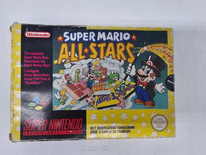 Extremely Rare Super Nintendo SNES Mario All-Stars First edition FAH EDITION with black Nintendo - Super Nintendo SNES NES+ and black Nintendo seal UNBROKEN still present - 電動遊戲 - 帶原裝盒