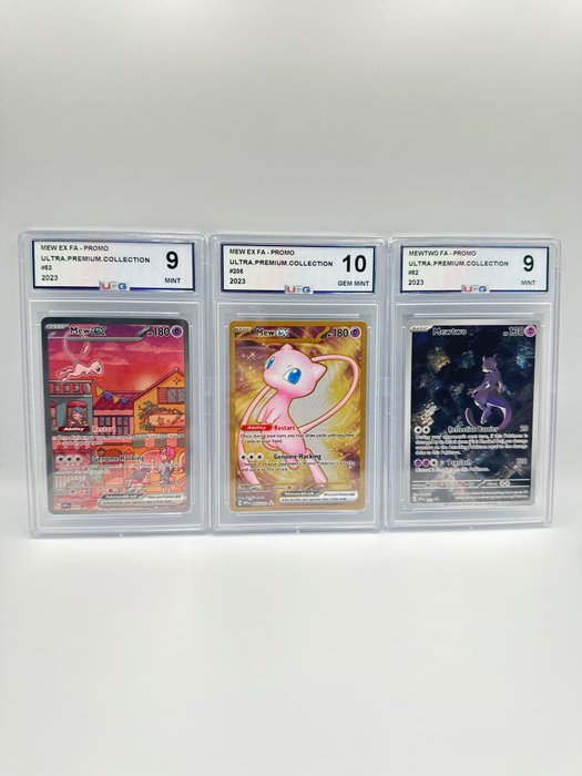 Pokémon - 3 Graded card - MEW EX FULL ART - METAL CARD & MEW EX FA & MEWTWO FULL ART - POKEMON 151 - UPC COMPLETE PROMO SET - UCG