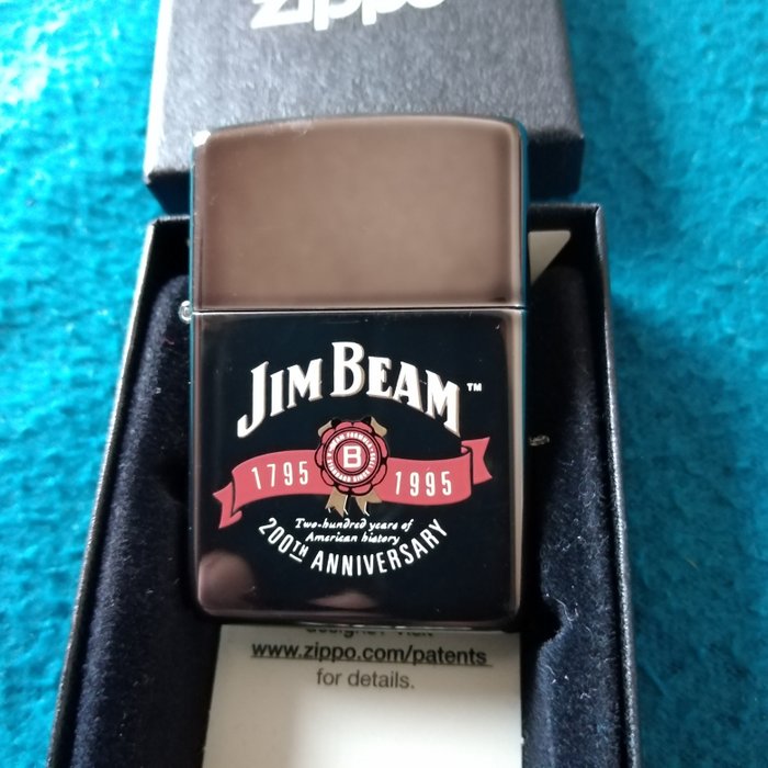 Zippo - Jim Beam Coty 200th Anniversary black ice anthrazit metallic 200th Anniversary Collectible Of the - 袖珍打火機 - Black Ice 高拋光 - 科蒂年度新品收藏品