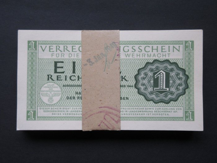 德国. 100 x 1 Reichsmark 1944 - Pick M38 - original bundle