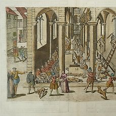 Nederland, Stadsplan – Beeldenstorm, Antwerpen?; Frans Hogenberg / M. Aitzinger – 1581-1600