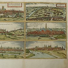 Europa, Kaart – Duitsland / München / Ingolstadt / Freisingen / Nordlingen / Regensburg / Straubing; G. Braun / F. Hogenberg – Monacum, Ingolstadium (…) – 1581-1600