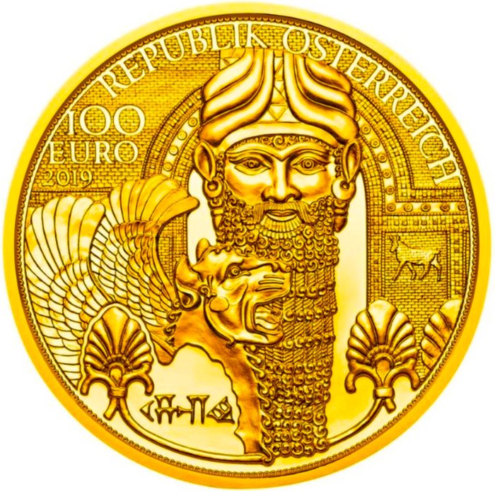 Itävalta. 100 Euro 2019 "Gold of Mesopotamia - Magic of Gold" Proof
