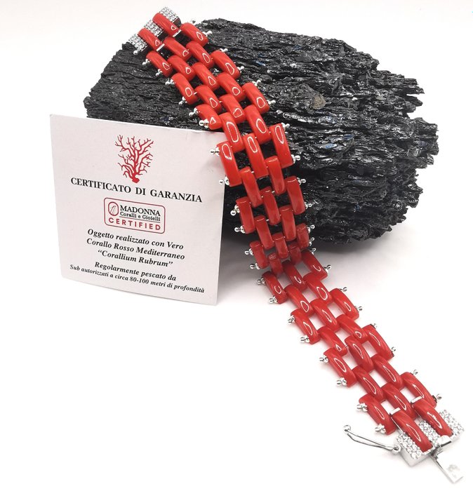 Corail rouge - Argent - Bracelet