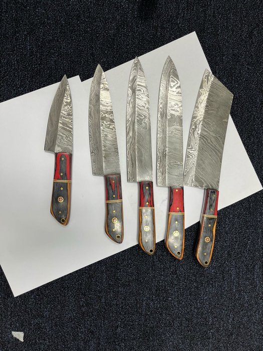 Cuchillo de cocina - Juego de cuchillos de cocina de acero damasco hechos a mano - América del Norte