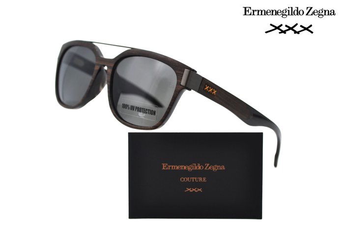 Ermenegildo Zegna - COUTURE XXX - ZC0005F 05A - Exclusive Wood Design - Grey Lenses by Zeiss - *New* - Solglasögon