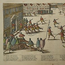 Nederland, Stadsplan – Groningen; Frans Hogenberg – Frans Hogenberg – Caspar de Roubles Coronel zu Gröning gfenglich – 1581-1600