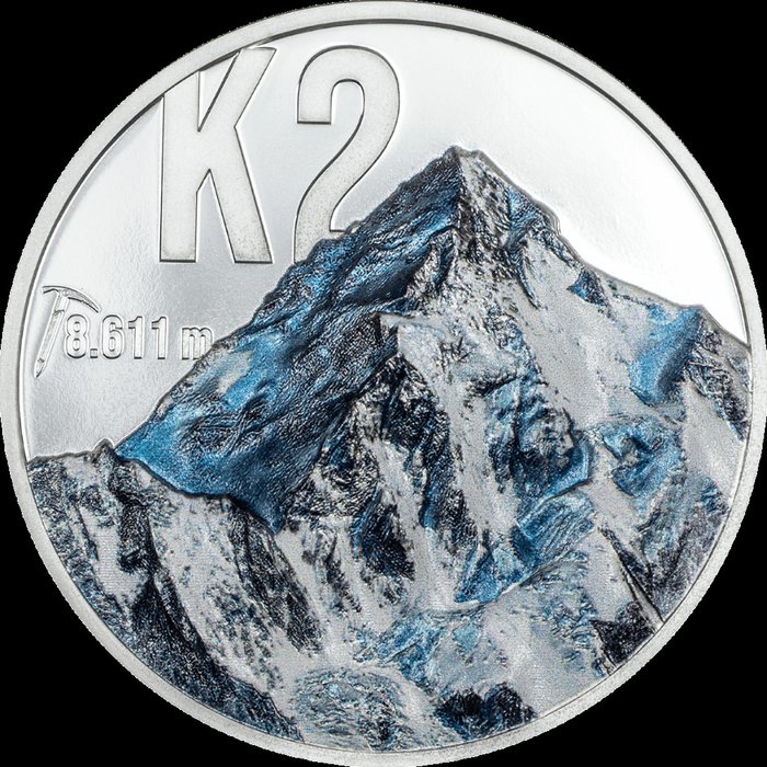 Wyspy Cooka. 10 Dollars 2024 K2 Peaks, 2 Oz (.999)